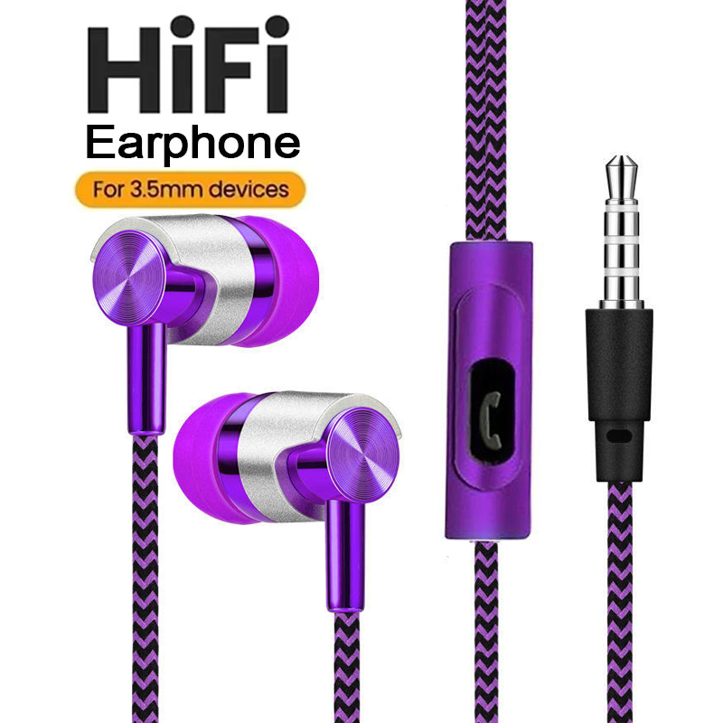 Wired Earphone Mic - Mikrofon HD bawaan, earphone berkabel 3.5mm