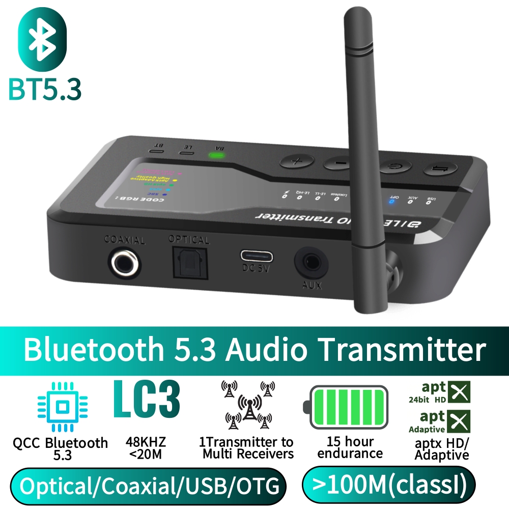 Bluetooth Adapter Receiver - Transmitter Audio Bluetooth 5.3, Jarak 80M,