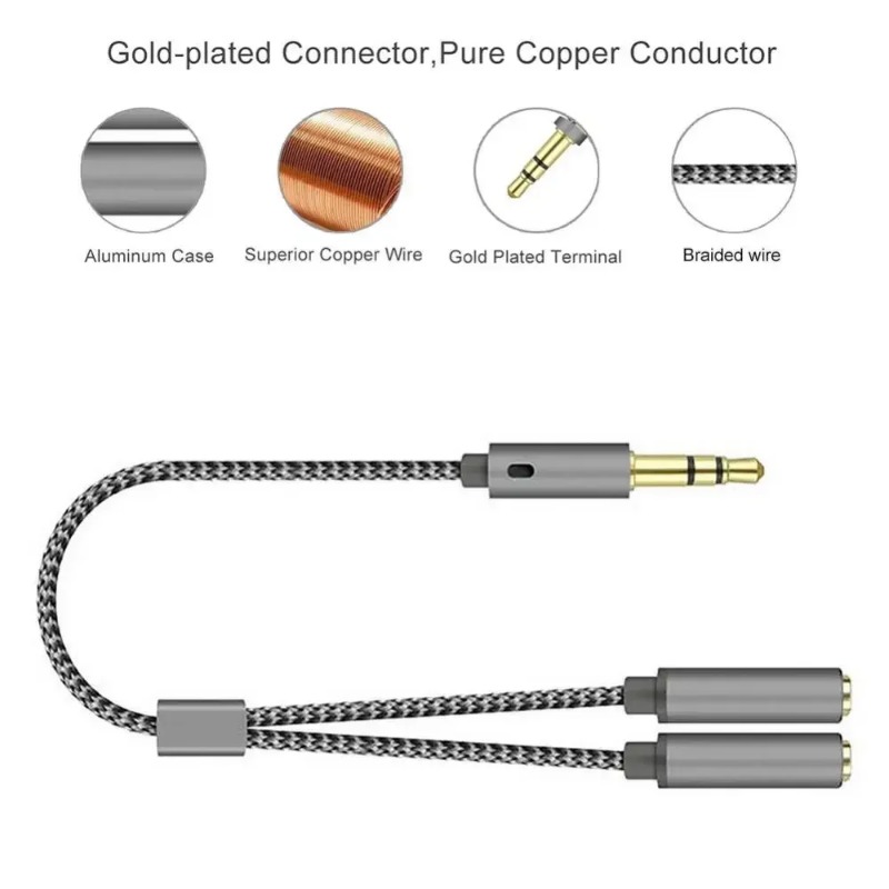 Adaptor Headset Headphone Mic  - Audio Splitter Y ulasan dan harga